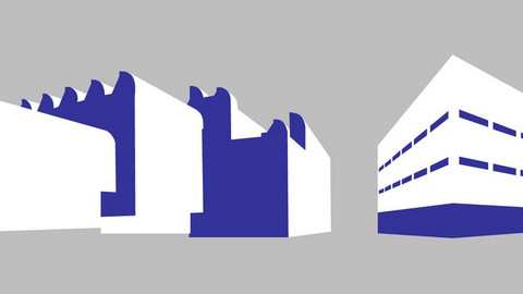 Illustration: Scherenschnitt des Museum Ludwig und des Wallraf-Richartz-Museum Köln