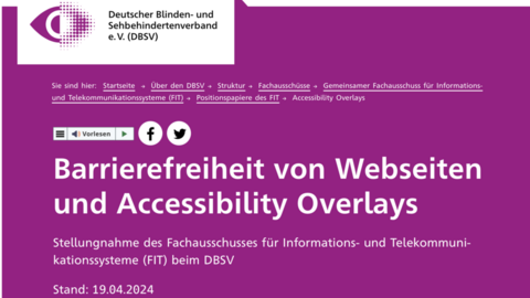 Screenshot von der DBSV-Homepage