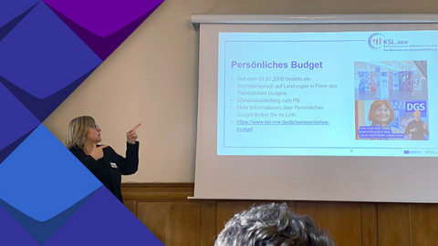 Frau Cebulla referiert das Thema Persönliches Budget für Menschen mit Hörbehinderung.
