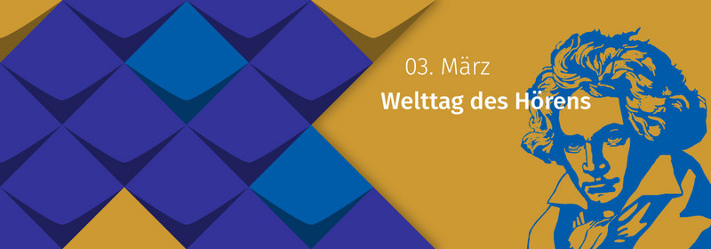 03. März – Welttag des Hörens. Illustration eines Portraits von Ludwig van Beethoven.