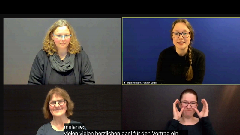 Screenshot Webinar DGS+ mit vier Diskussions-Teilnehmer:innen
