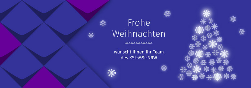 Vor dunkelblauem Hintergrund steht ein leuchtender Tannenbaum aus vielen Kristallen. 