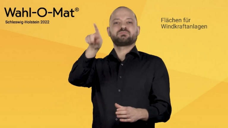 Screenshot Wahl-O-Mat mit Gebärdensprachdozent