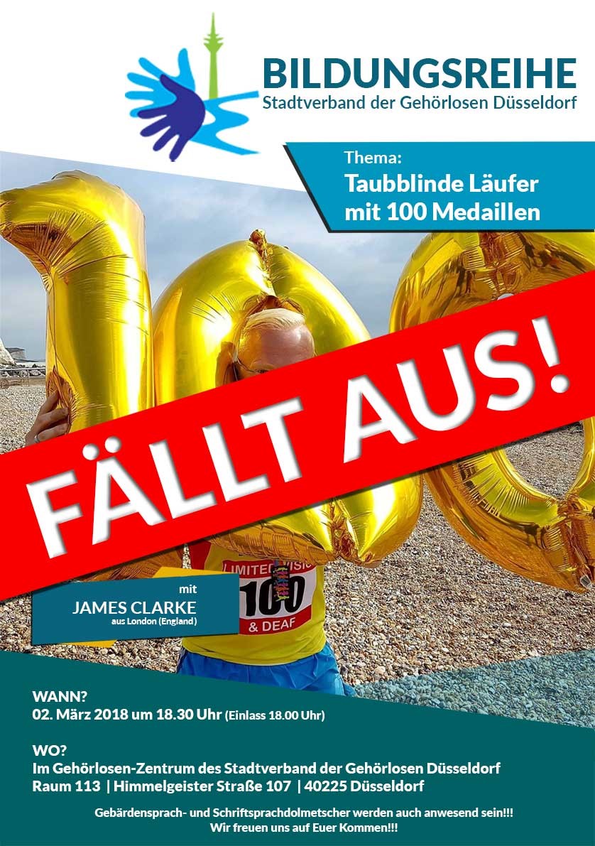 Poster von Bildungsreihe mit dickem "Fällt aus!" Aufkleber. 