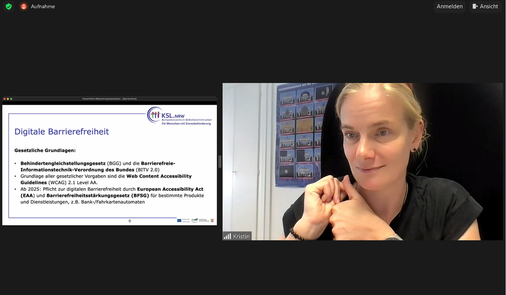 Screenshot von Webinar