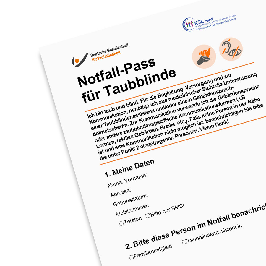 Notfall-Pass für Taubblinde